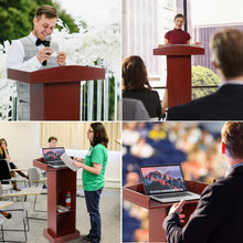 Load image into Gallery viewer, Elegant Wooden Podium Stand with Heavy Base for Classroom &amp; Church Presentations