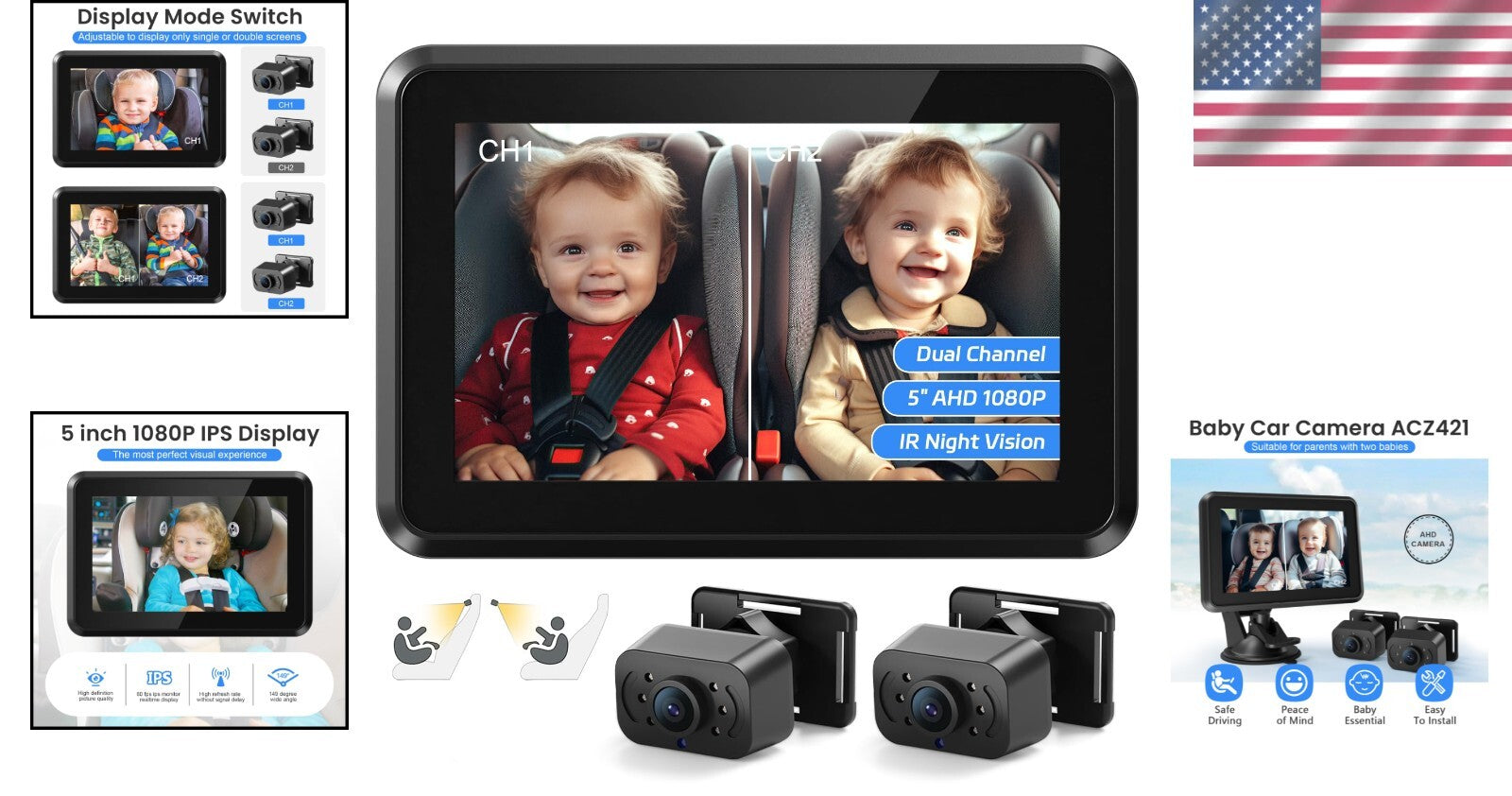 Easy Install HD Baby Car Camera with 360° View & Night Time Capabilities