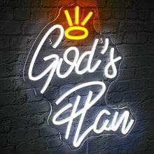 Load image into Gallery viewer, Elegant USB-Powered Neon Wall Sign - God's Plan Light for Bedroom &amp; Living Room