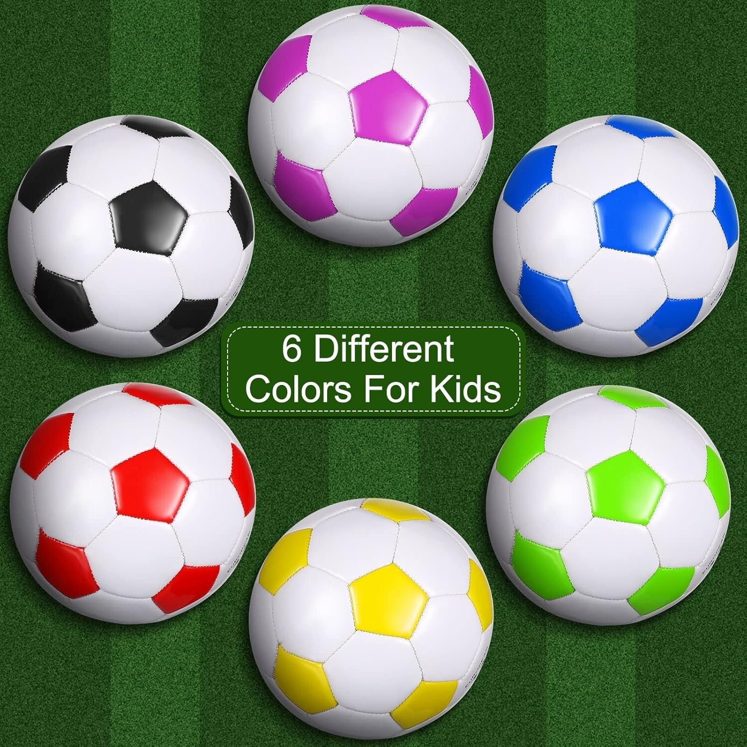 Durable Size 4 Soccer Balls with Pump - 6 Pack for Youth & Adult Leisure Games
