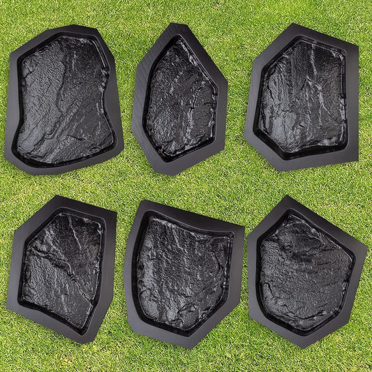 6 Pack Reusable Concrete Molds for Stunning Flagstone Pathway Designs
