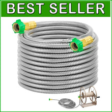 Load image into Gallery viewer, 50ft Metal Garden Hose - Heavy Duty Leakproof Stainless Steel for All Your Needs