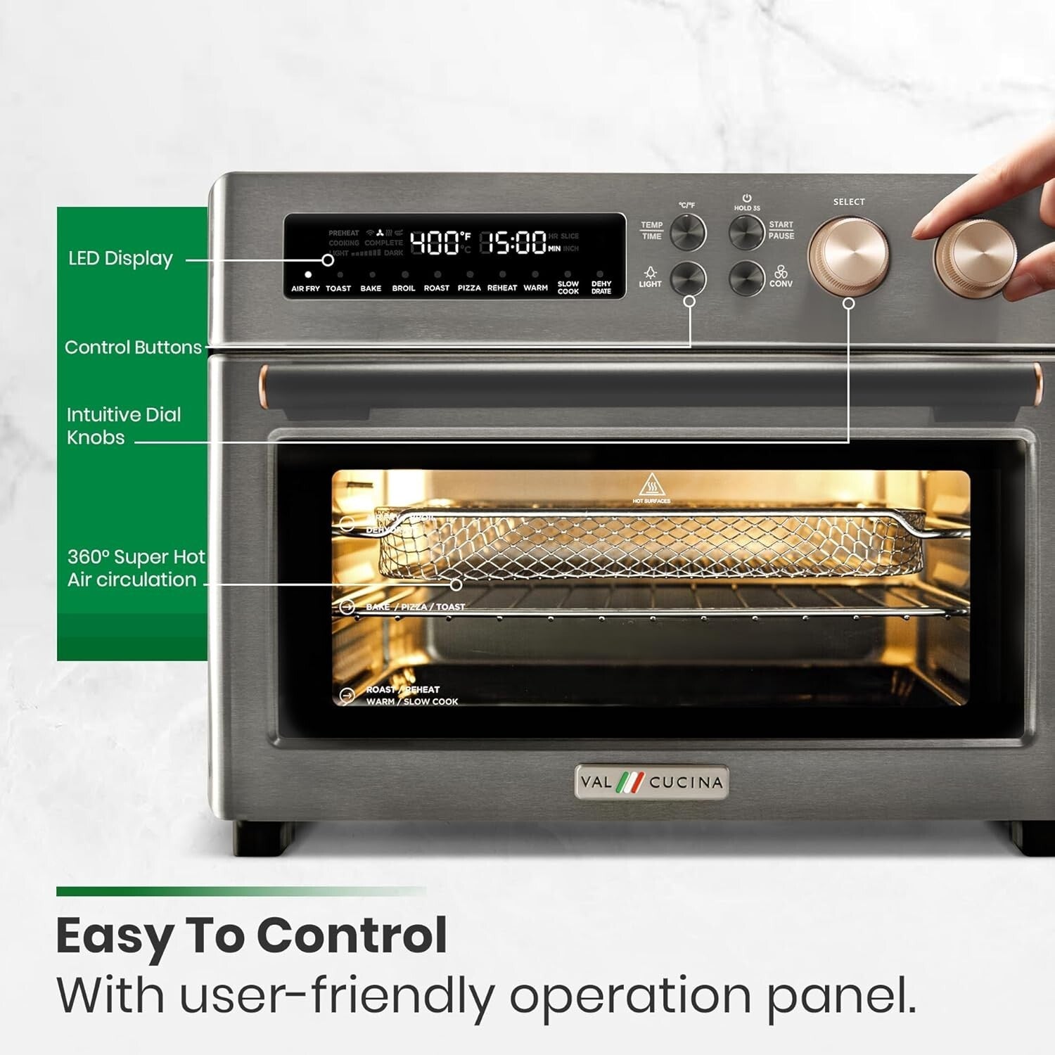 Extra Large Infrared Air Fryer with 10 Functions - 6-Slice Capacity, Easy Clean