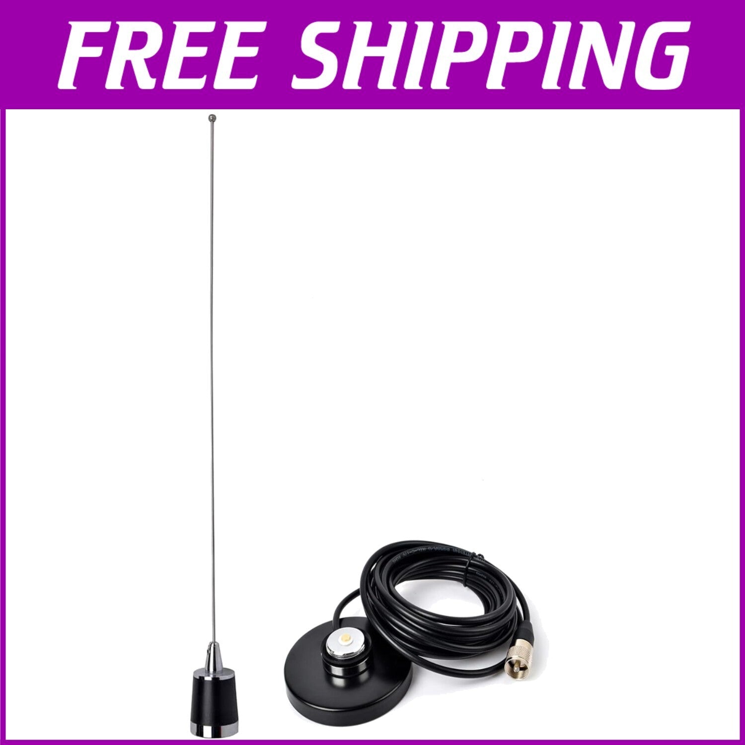 Durable Stainless Steel Mobile Antenna with Flexible Whip & Plug-and-Play Setup