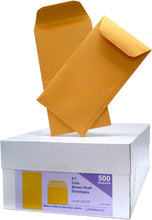 Load image into Gallery viewer, All-Purpose Brown Kraft Envelopes - 500 Pack, Secure Gummed Closure 3.5 x 6.5