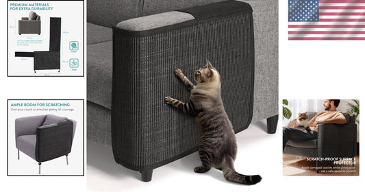 Natural Sisal Cat Scratch Mat – Elegant Protector for Couch & Sofa (Left Side)