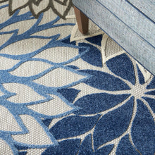 Load image into Gallery viewer, Stain-Resistant Blue Multicolor 9' x 12' Floral Outdoor Rug – Durable &amp; Stylish