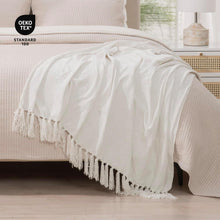Load image into Gallery viewer, Versatile 60"x80" Chenille Throw Blanket with Eye-Catching Tassels for All Ages