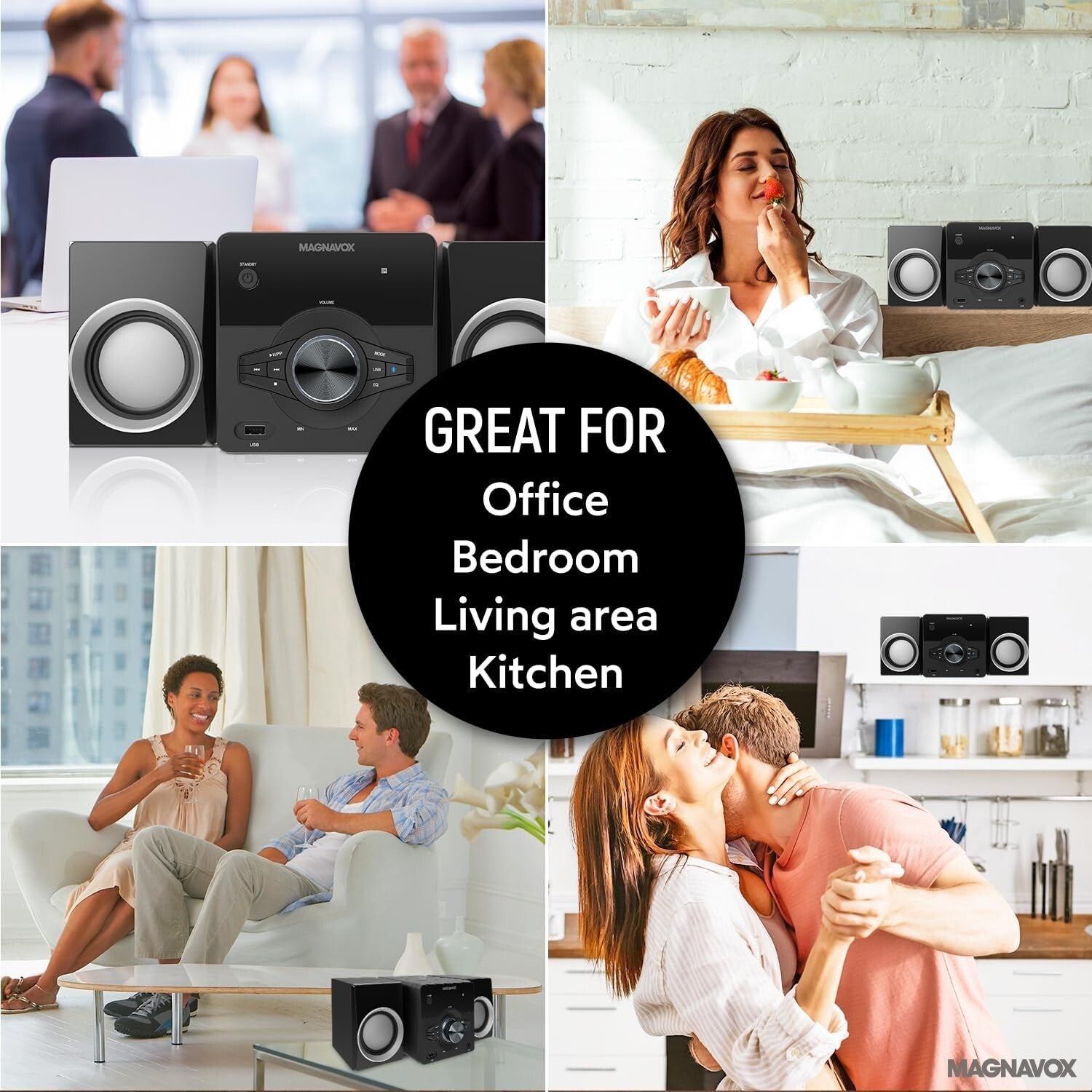 All-in-One Mini Bluetooth Audio System with CD Player, FM Radio & Remote Control