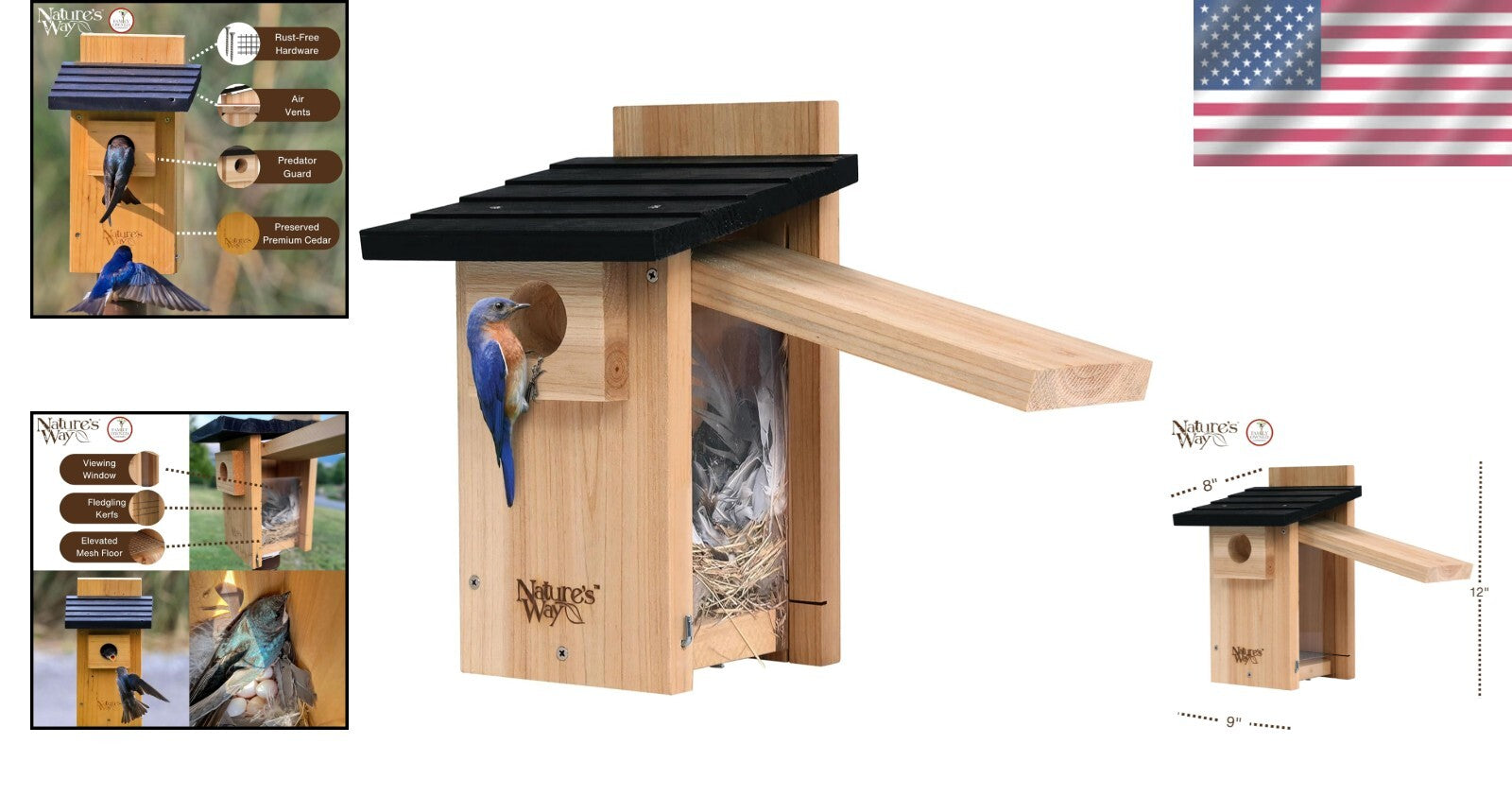 Nature's Way Weather-Resistant Bluebird House with Easy Clean-Out Design