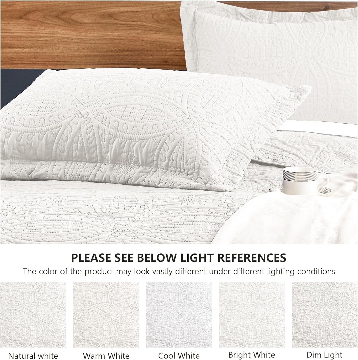 Elegant California King Coin Pattern Quilt Set - 3 Pieces for Year-Round Comfort