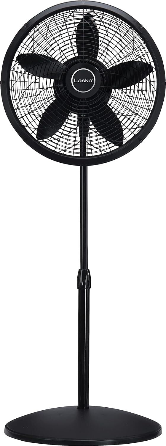 Portable 3-Speed Pedestal Fan - Adjustable Height & Quiet Operation, 18" Black