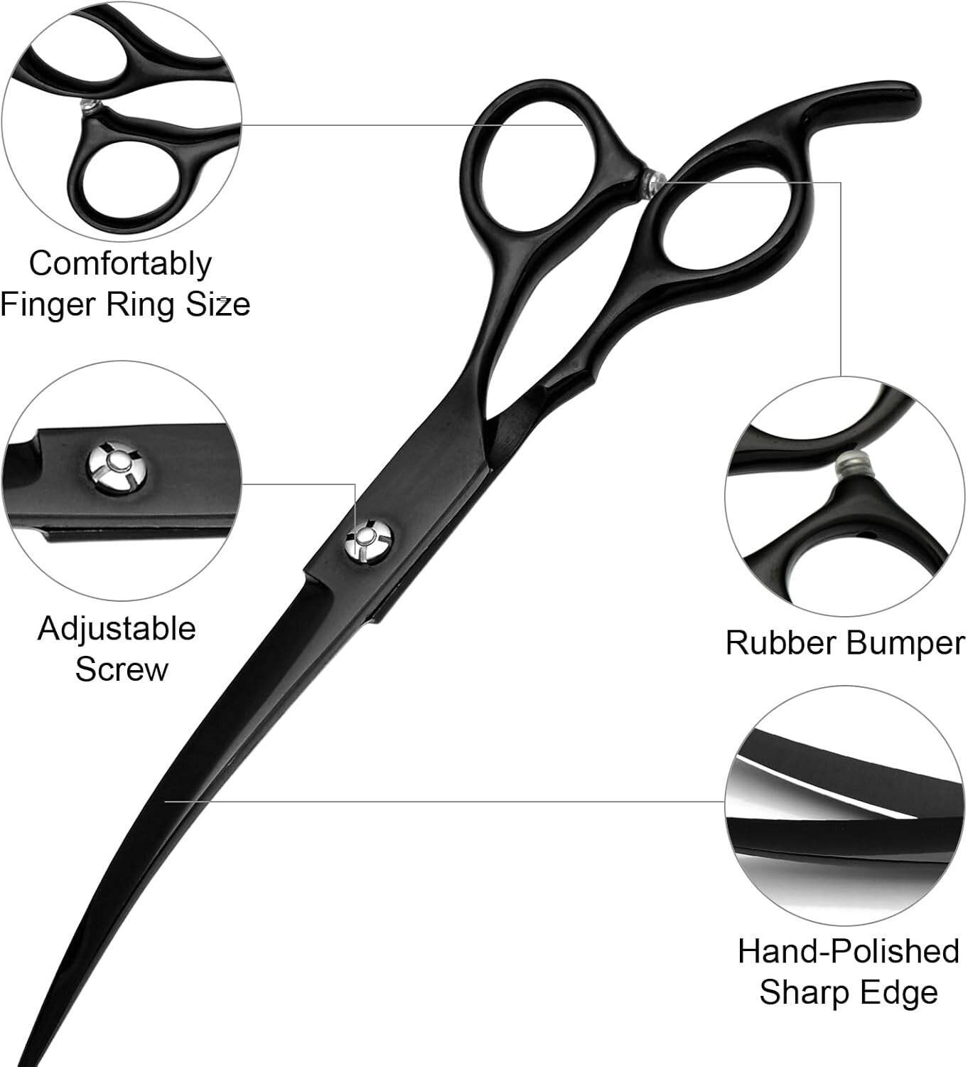 Ergonomic Dog Grooming Scissors Set with Comb - 5 Tools for Perfect Grooming