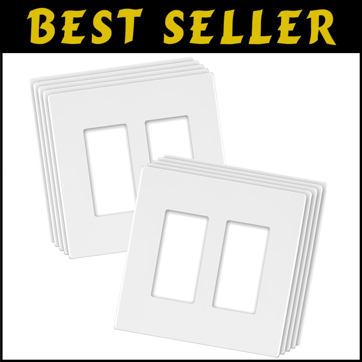10 Pack Matte Finish Screwless Double Decorator Wall Plates - White Aesthetic