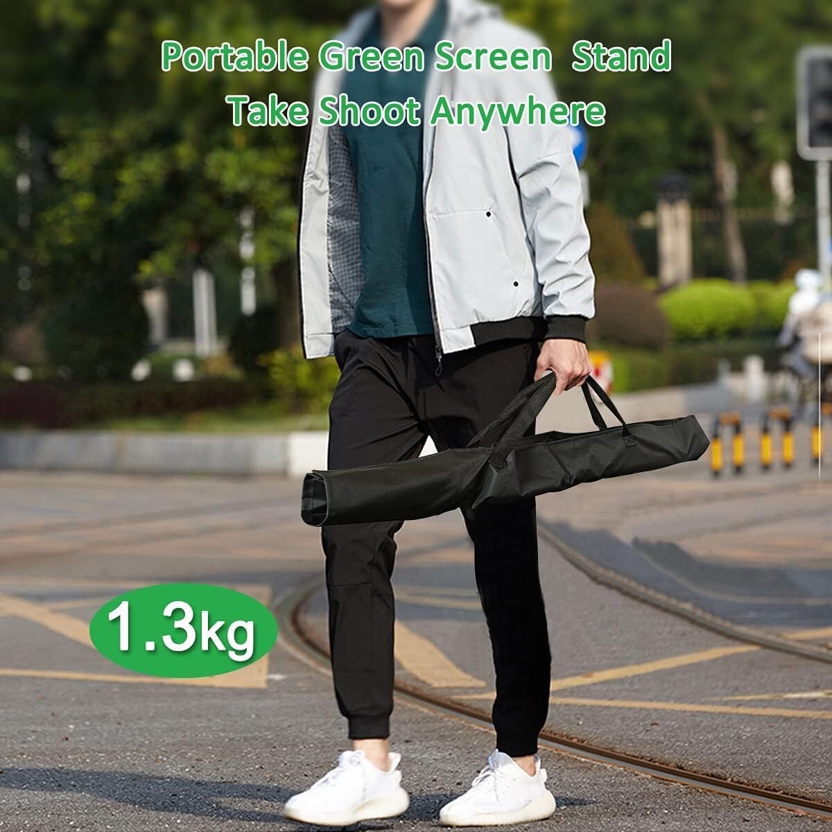 6.5x9.6ft Green Screen Backdrop Kit with T Stand - Portable & User-Friendly
