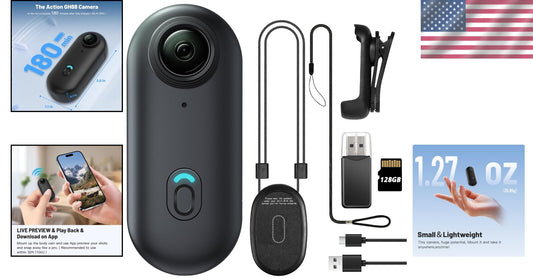 Compact 128GB Wearable Body Camera - Perfect for Travel and Pet Monitoring