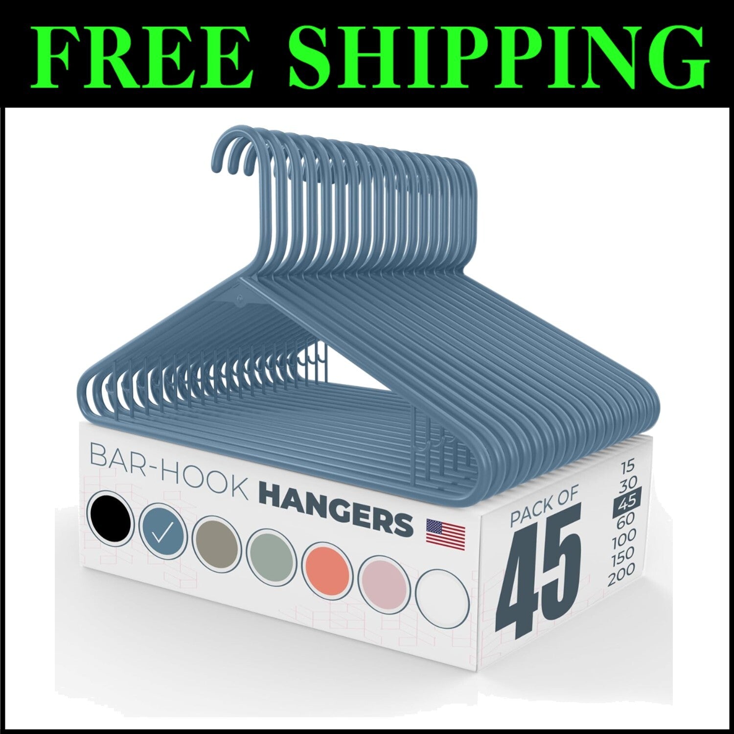 Durable 45-Pack Blue Clothes Hangers - Perfect for Heavy Garments and More