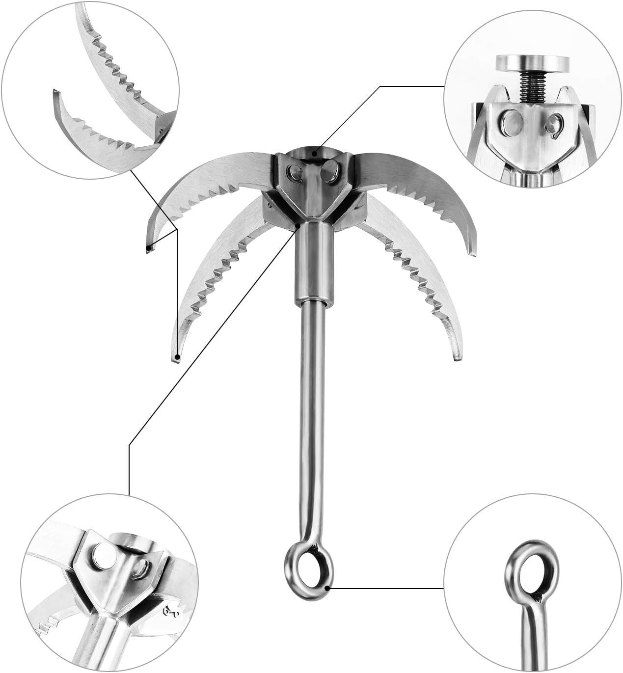 Durable Stainless Steel Grappling Hook with 4-Claw Design for Outdoor Adventures