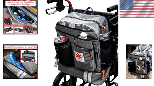 Extra-Large Scooter Wheelchair Backpack with Insulated Compartment & Cup Holder