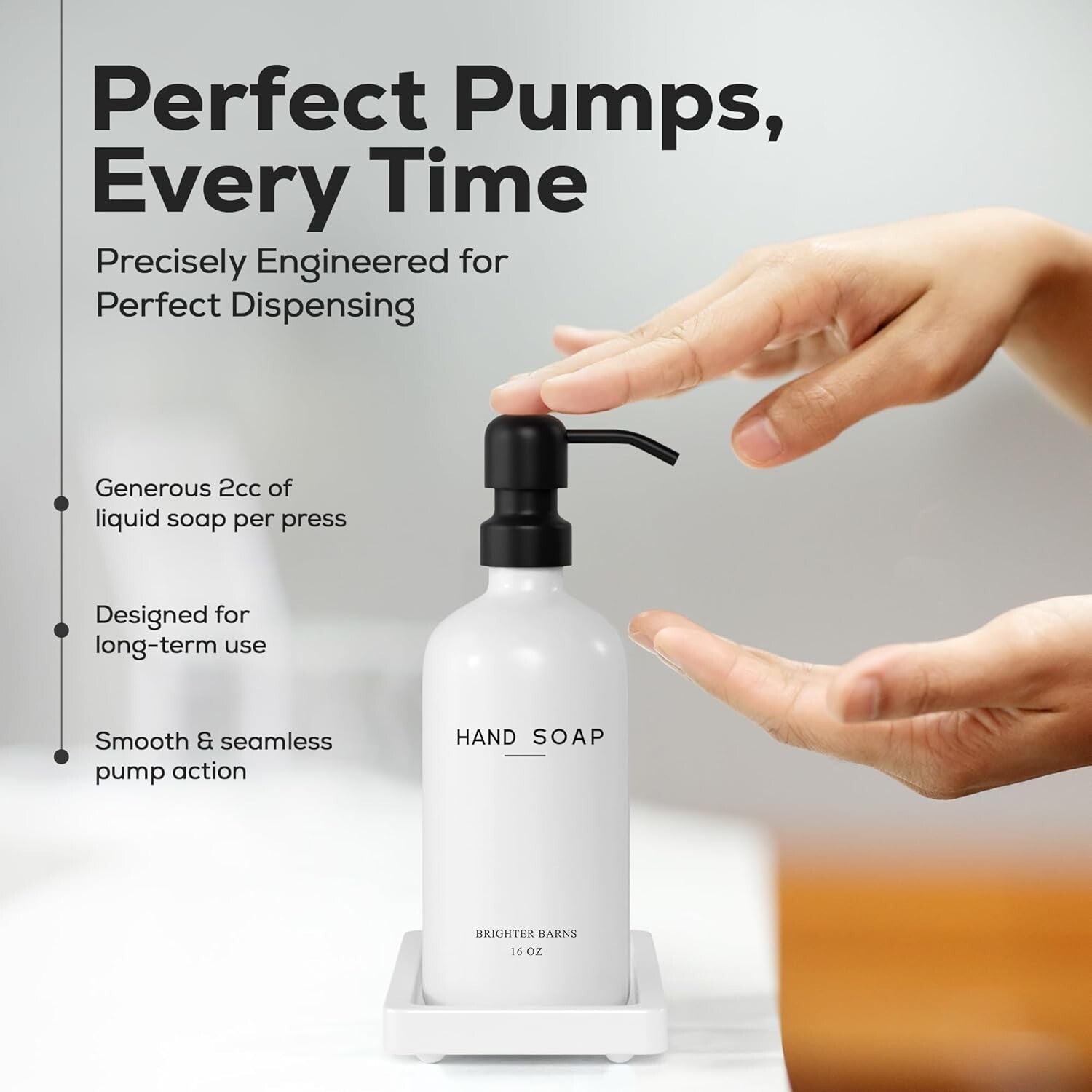 Elegant 3-Piece White Glass Soap Dispenser Set with Ceramic Tray - Eco-Friendly