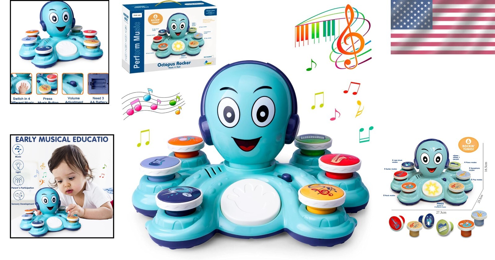 Durable Musical Octopus Toy for Educational Fun - Perfect Birthday Gift for Kids