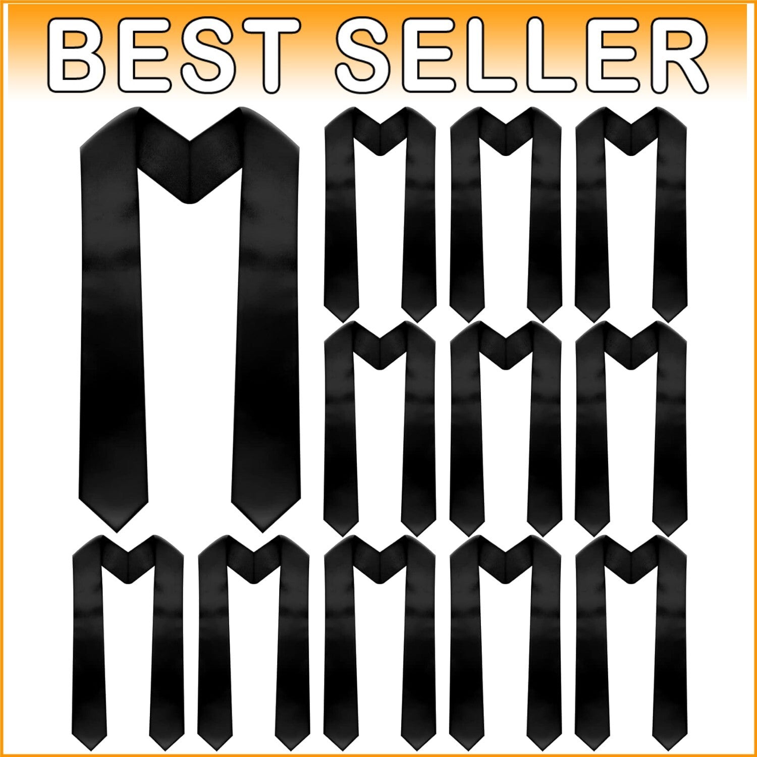 70 Inch Satin Graduation Stoles - 12 Bulk White Sashes for Unisex Graduates