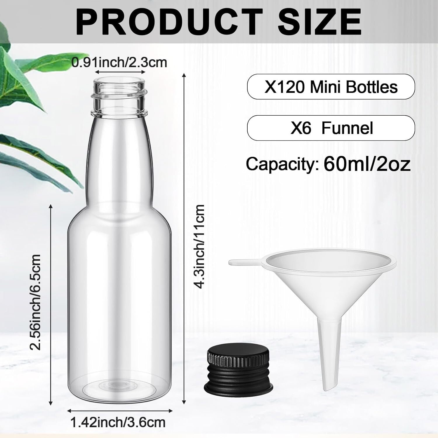 120-Pc Mini Liquor Bottles - Airtight Shot Bottles with Funnels for Events