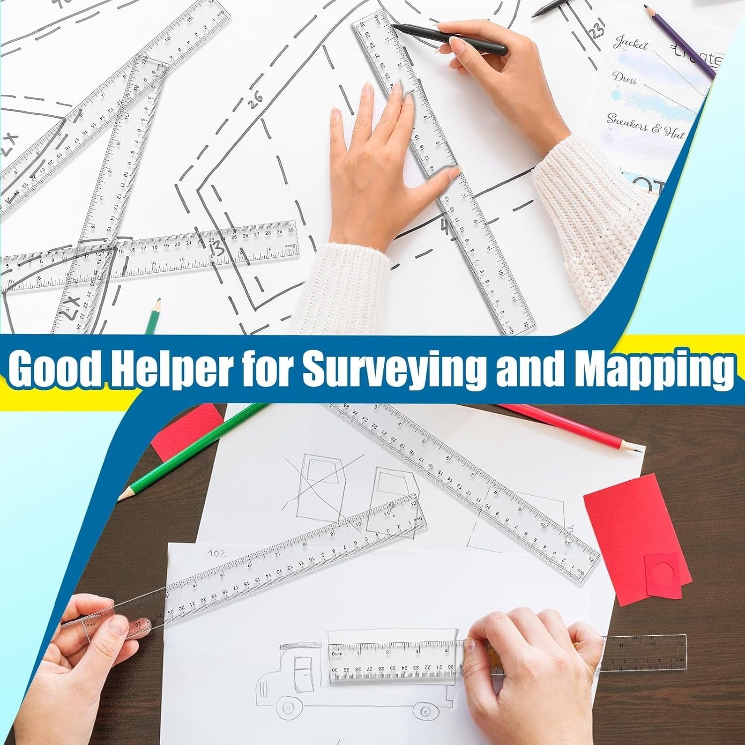 Durable 12 Inch Clear Plastic Rulers - Perfect for Classrooms and Home Learning