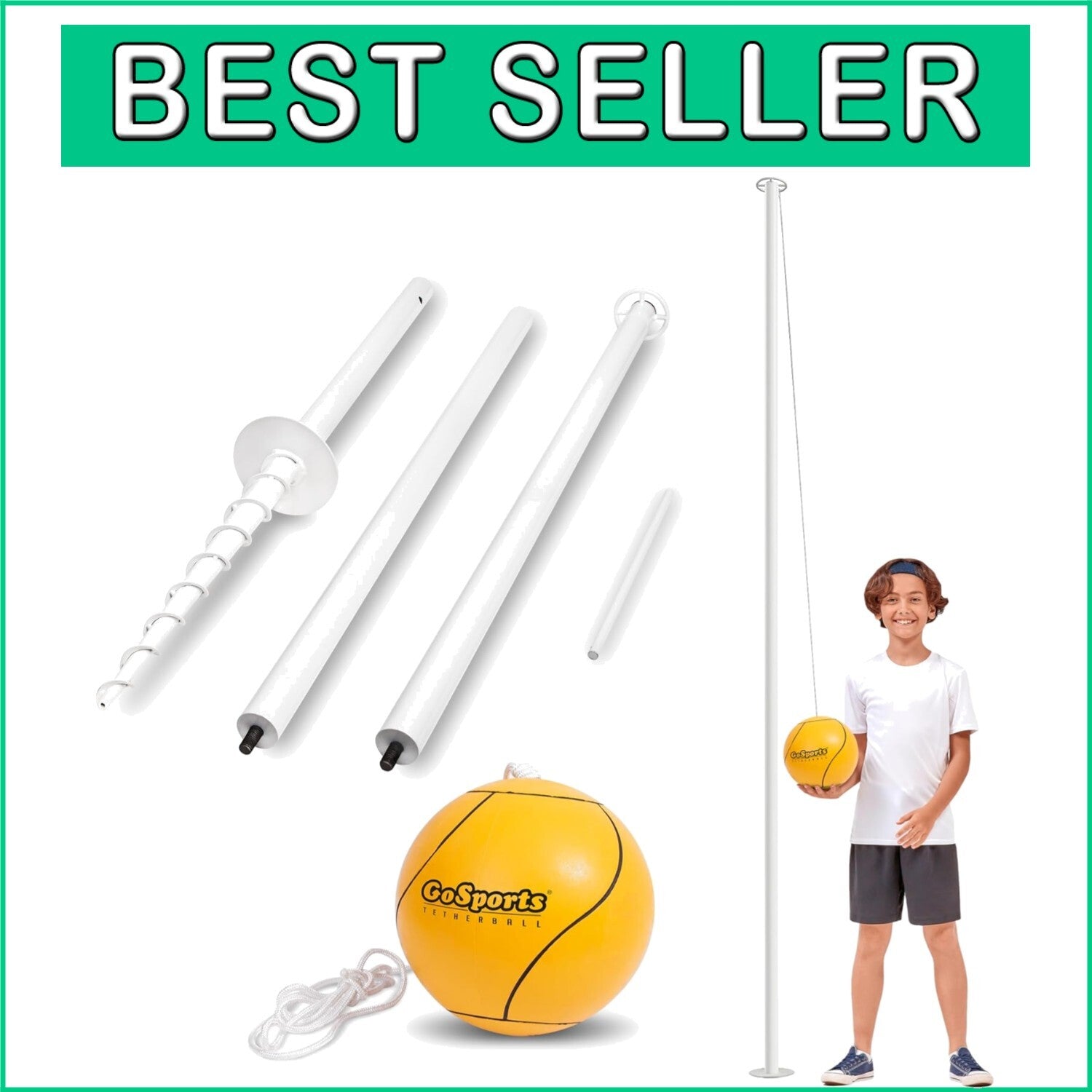 Full-Size Tetherball Game Set with Pole, Rope & Pump for Epic Backyard Fun