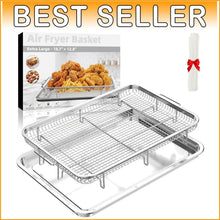 Load image into Gallery viewer, Stainless Steel Air Fryer Basket Set with 30 PCS Parchment Paper - 18.6" x 12.8"