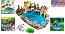 Load image into Gallery viewer, Whimsical Fairy Garden Accessories - Koi Pond, Bridge &amp; 6 Characters Included