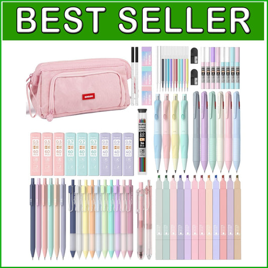 78-Piece Aesthetic School Supplies Set with Cute Pastel Pen Case & Highlighters