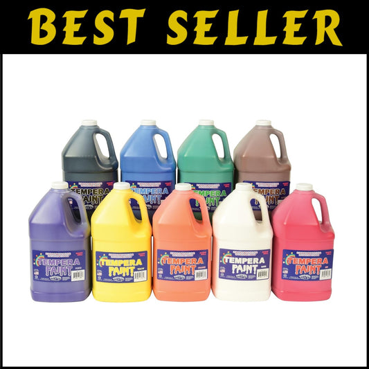 Washable Tempera Paint Set: Non-Toxic Kid's Paint, 9 Pack, 1 Gallon, Multicolor