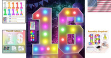 Load image into Gallery viewer, Interactive Colorful 16th Birthday Marquee Numbers - 4 Feet Large Display