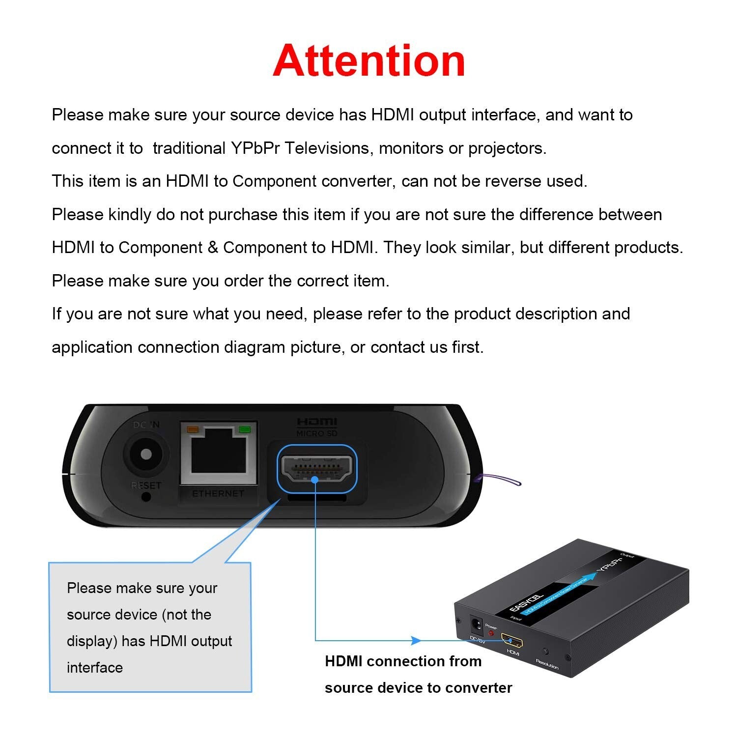 1080P HDMI to Component Converter with Built-in Scaler and Cables Included