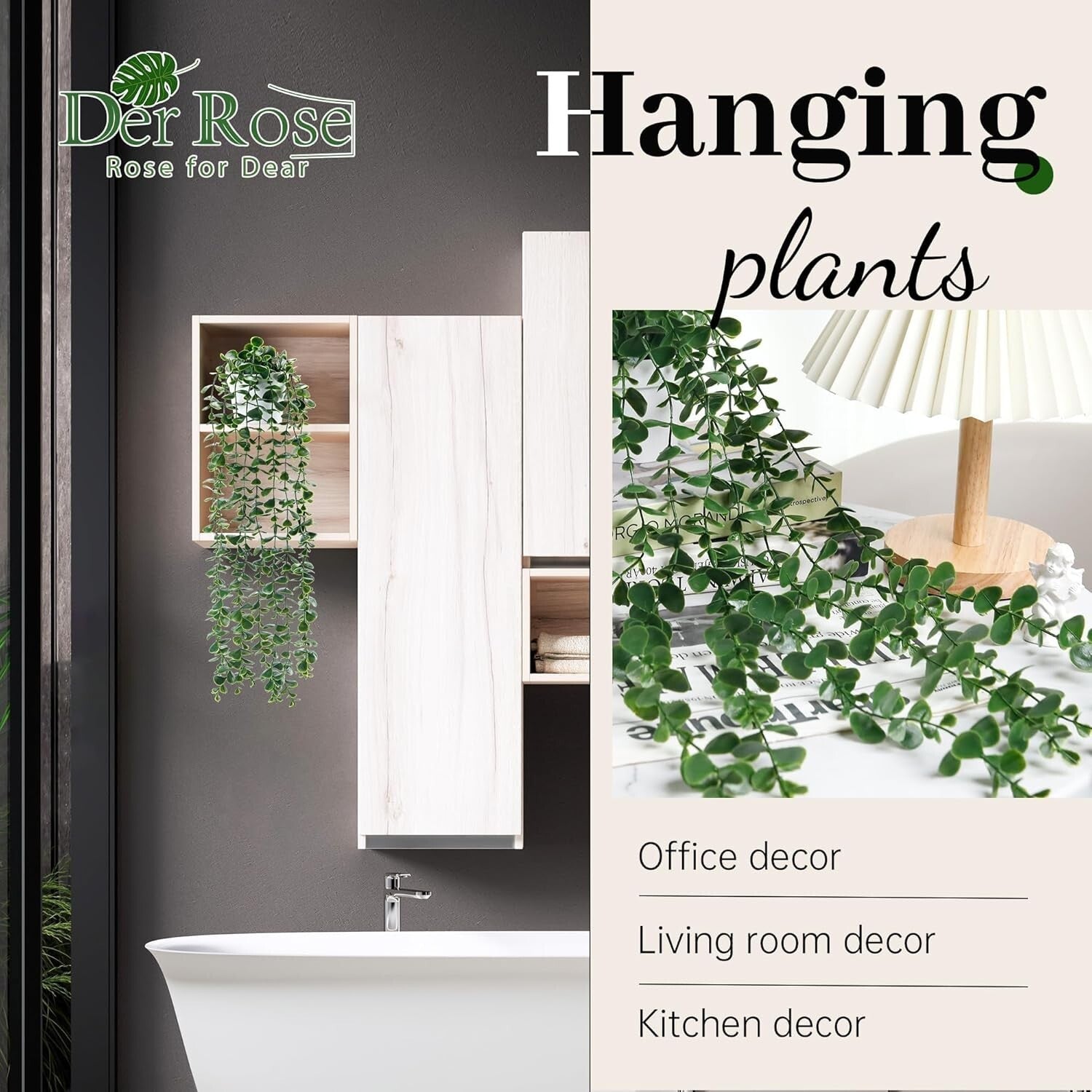 8Pc Artificial Hanging Plants with White Pots - Perfect for Modern Boho Spaces