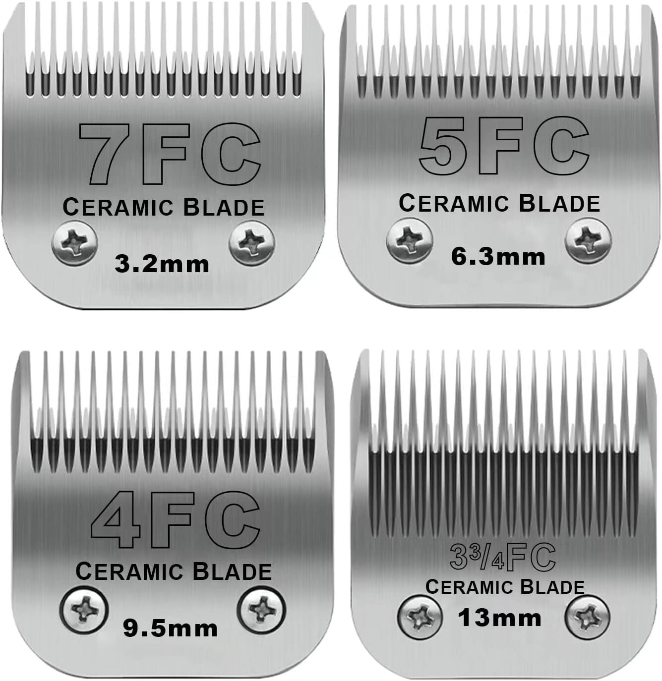Premium Detachable Dog Grooming Clipper Blades 3FC to 7FC - Lightweight Set