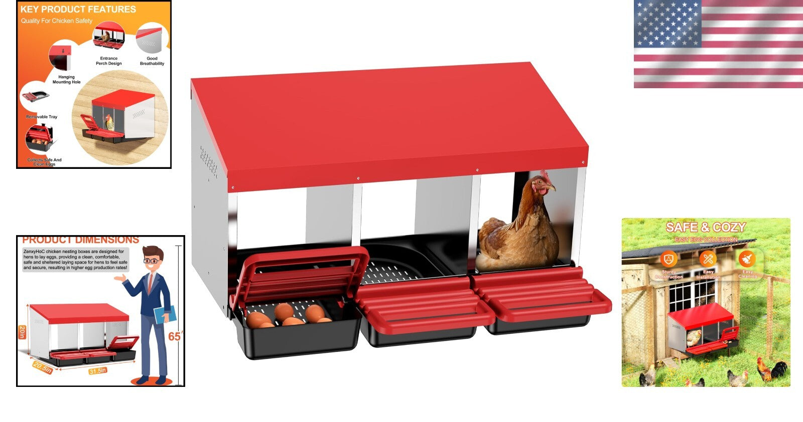 Comfortable Chicken Egg Nesting Box with Removable Tray for Easy Maintenance