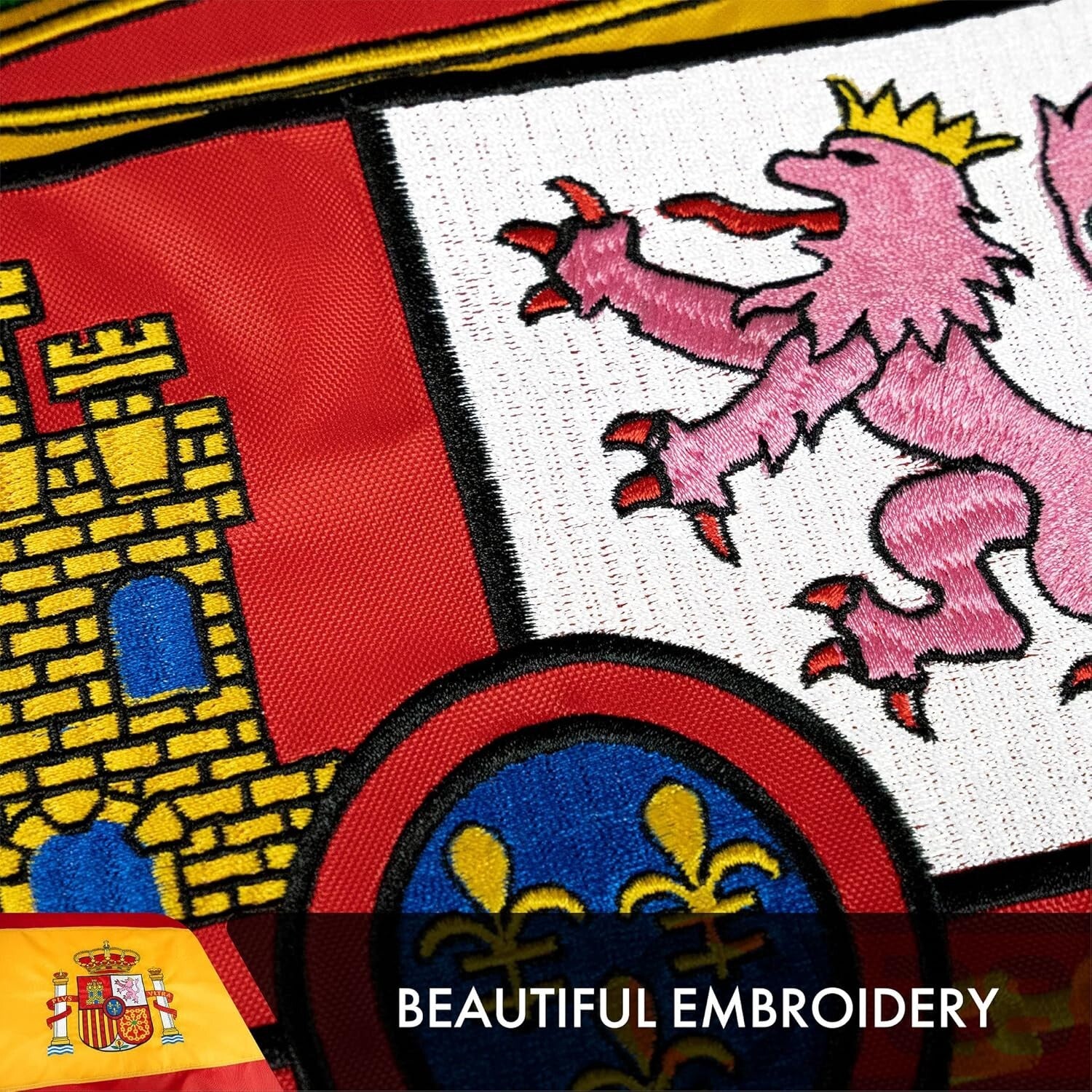 3x5 Ft Spain Flag - Premium Double Sided Embroidered Polyester with Grommets