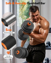 Load image into Gallery viewer, Portable and Durable 5-in-1 Adjustable Dumbbell Set (20-90lbs) for Home Workouts