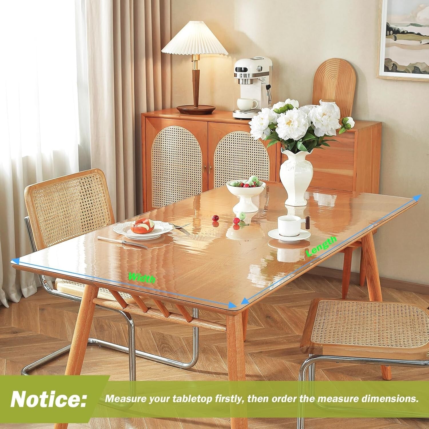 Eco-Friendly 1.5mm Thick Clear Table Cover - Protects Surfaces Stylishly
