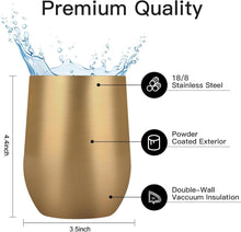 Load image into Gallery viewer, Luxury 8-Pack Gold Stainless Steel Wine Tumblers - Perfect for Travel &amp; Weddings