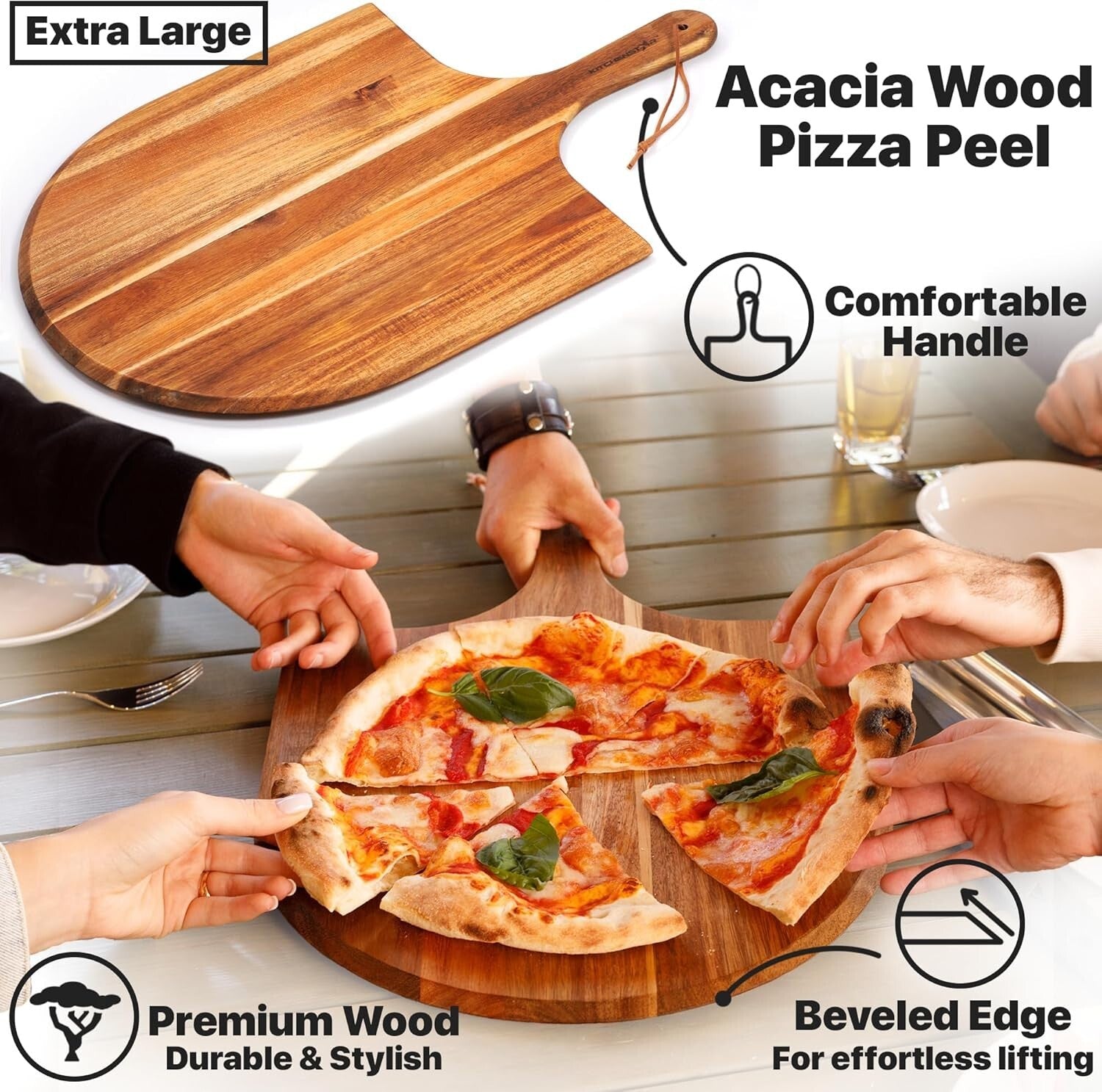 16-Inch Cordierite Pizza Stone with Peel, Cutter & Brush - Perfect for Oven