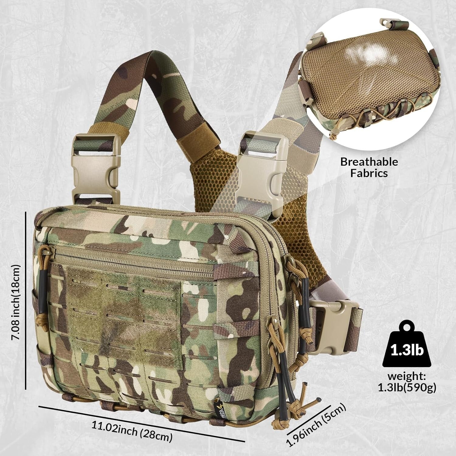 Durable 500D Tactical Chest Pack with CCW Compartment - Ambidextrous Design