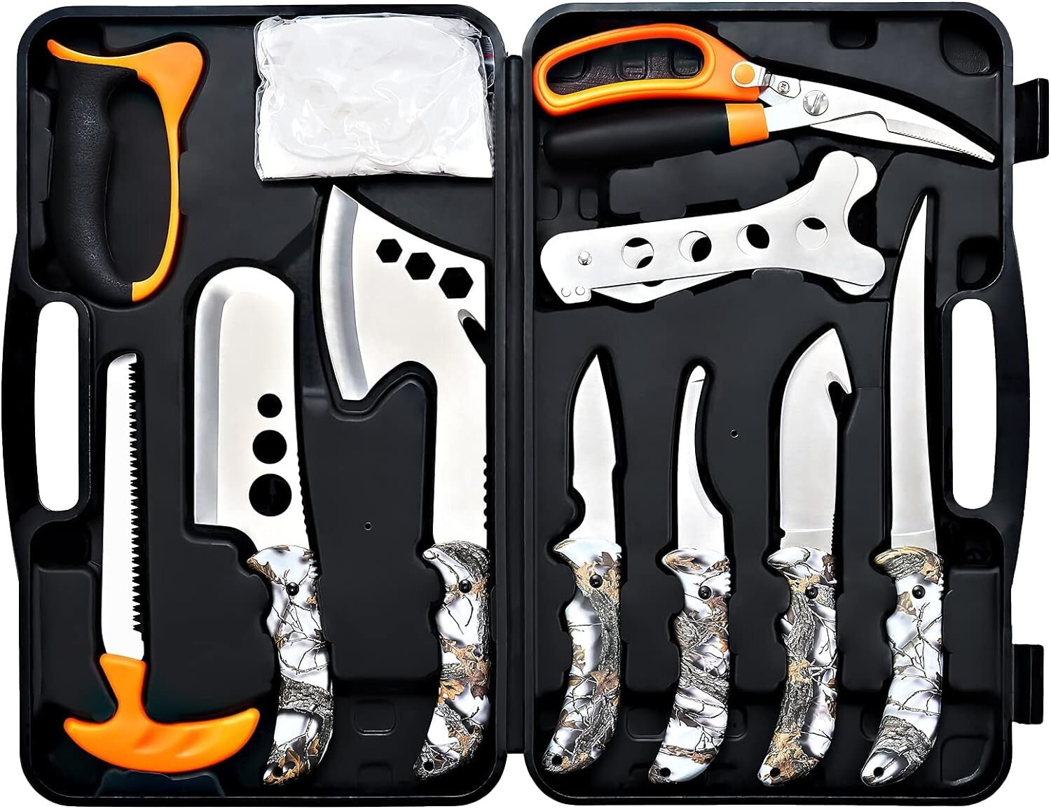 12-Piece Hunting Knife Set - Portable Field Dressing Kit with Ergonomic Handle