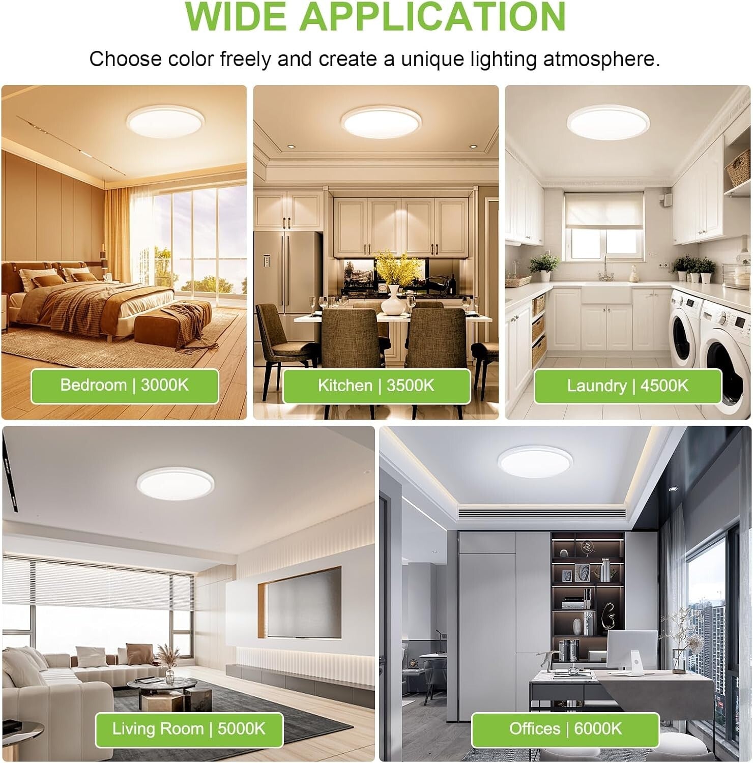 Super Slim 12-Inch 3200lm LED Flush Mount Ceiling Light - 5 Brightness Options