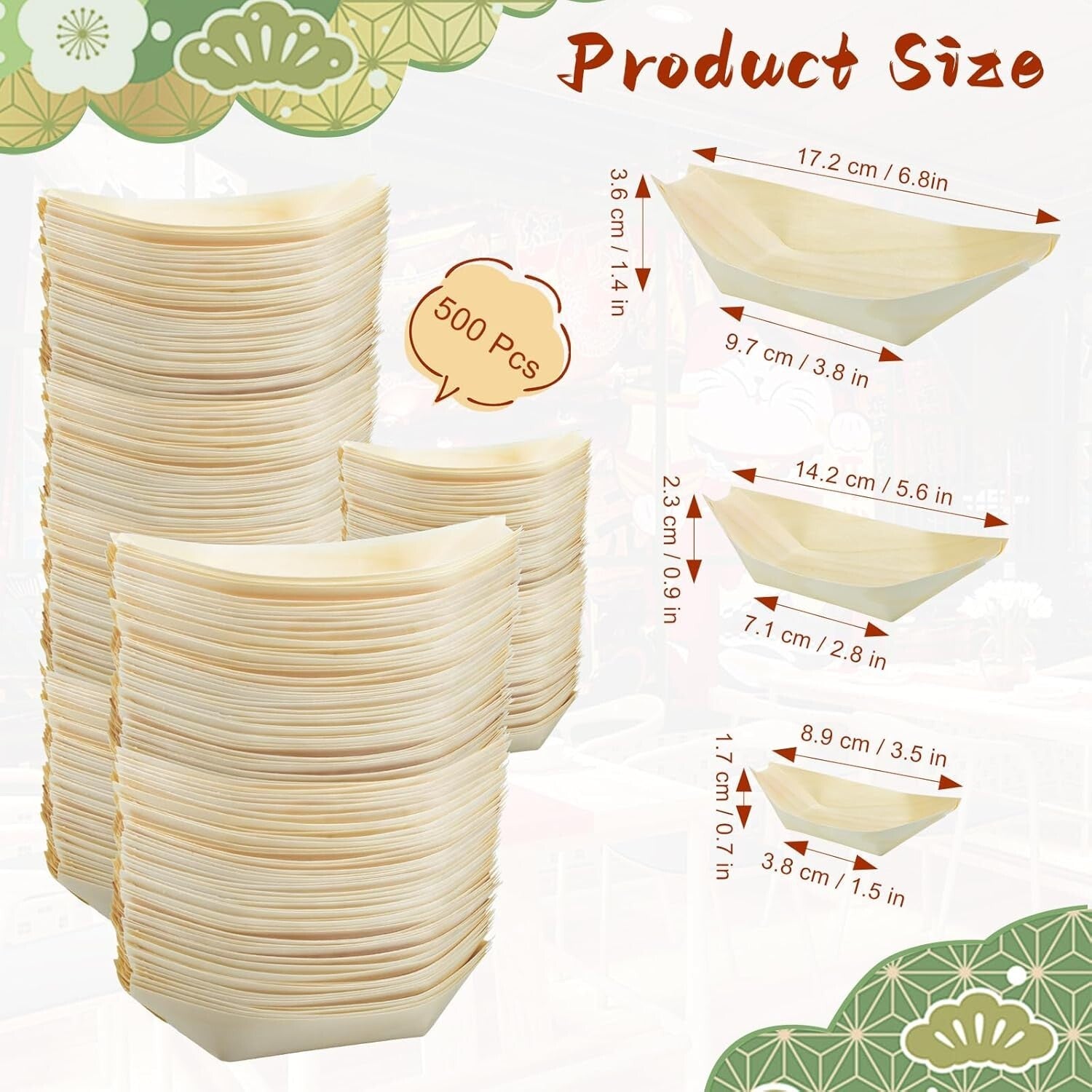 Versatile 500 Count Bamboo Plates - Perfect Boat Plates for Catering & Parties