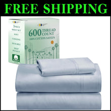 Load image into Gallery viewer, Cooling Twin Bed Sheet Set - 100% Cotton Sateen, Deep Pocket, OEKO-TEX Certified