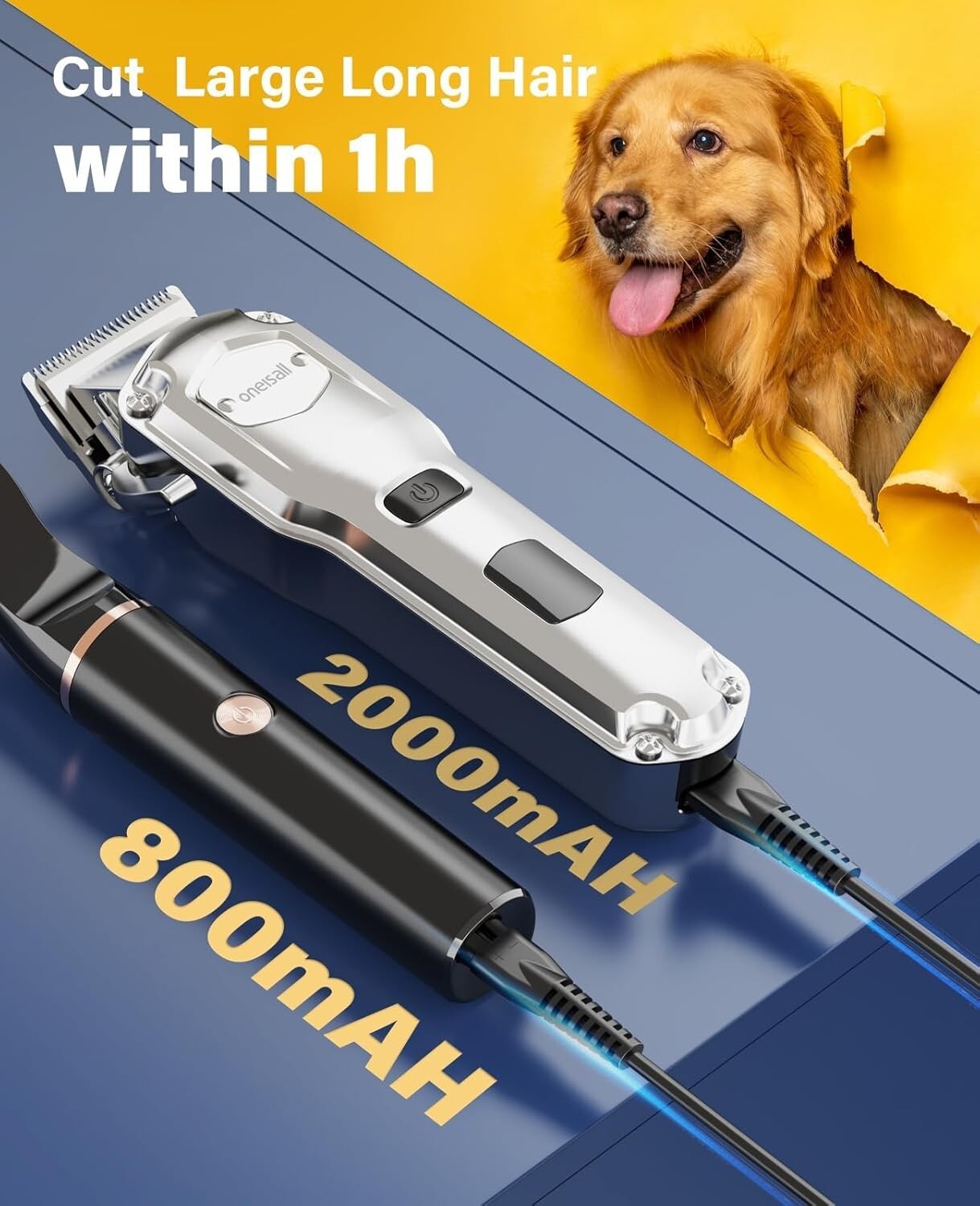 Rechargeable Waterproof Dog Clippers - Perfect for Thick Hair, Quiet Operation
