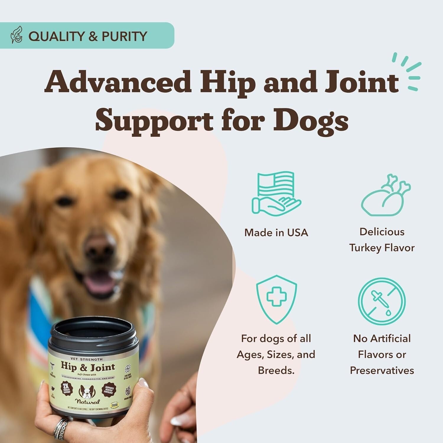 Vet-Approved Joint & Hip Chews - 90ct Glucosamine & Mobility Support for Dogs